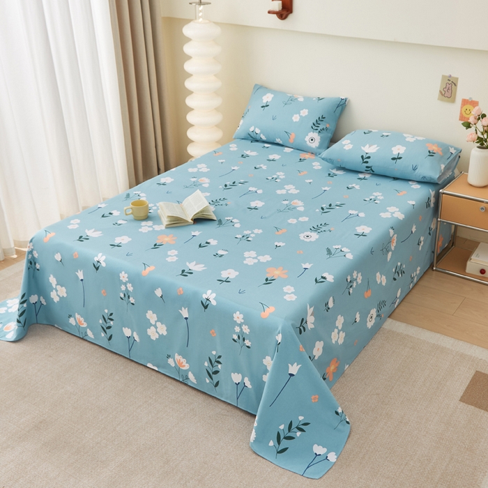 91家纺网 家纺一手货源 找家纺 首爱家纺 2025新款老粗布全棉纯棉床单三件套软凉席子 青森