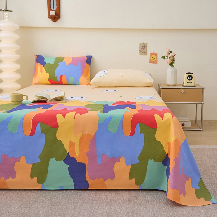 91家纺网 家纺一手货源 找家纺 棉乐町 2025新款全棉纯棉老粗布床单夕晴