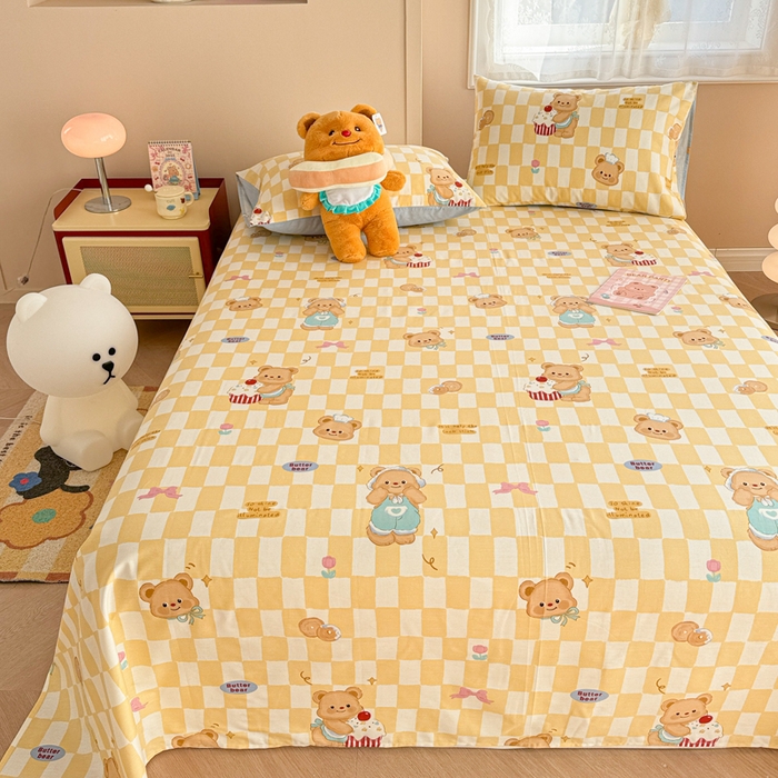 91家纺网 家纺一手货源 找家纺 呗旺鹿 2025新款全棉13372床单 曲奇小熊