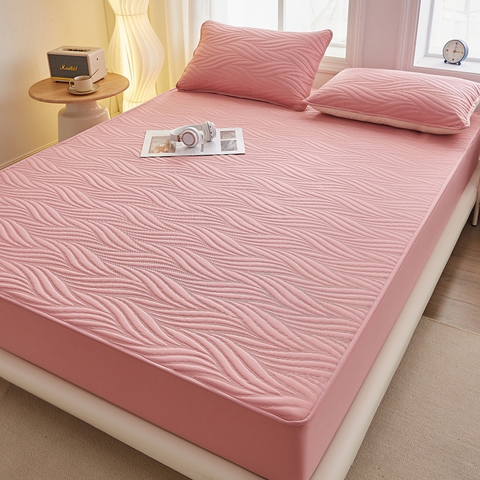 91家纺网 家纺一手货源 找家纺 盛眠 2025新款水洗棉夹棉床笠-云漾 云漾-豆沙