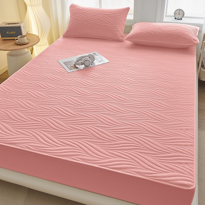 91家纺网 家纺一手货源 找家纺 盛眠 2025新款水洗棉夹棉床笠-云漾 云漾-豆沙