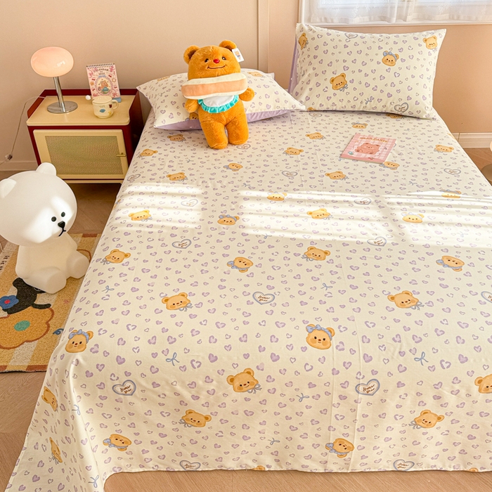 91家纺网 家纺一手货源 找家纺 呗旺鹿 2025新款全棉13372床单 豹纹小熊