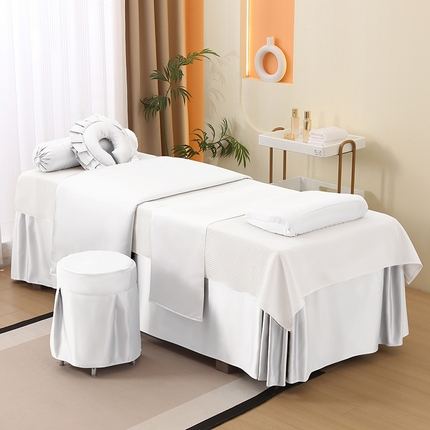 91家纺网 家纺一手货源 找家纺 （总）琪宝阁 2025新款纯色年华系列高精密仿真丝美 容床罩套件