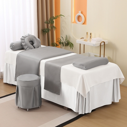 91家纺网 家纺一手货源 找家纺 （总）琪宝阁 2025新款纯色年华系列高精密仿真丝美 容床罩套件