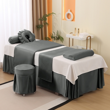 91家纺网 家纺一手货源 找家纺 （总）琪宝阁 2025新款纯色年华系列高精密仿真丝美 容床罩套件