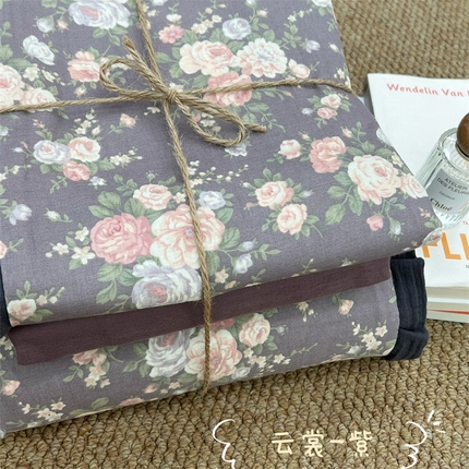 91家纺网 家纺一手货源 找家纺 （总）荣轩 2024新款全棉印花双层纱四件套 皱皱纱花边款