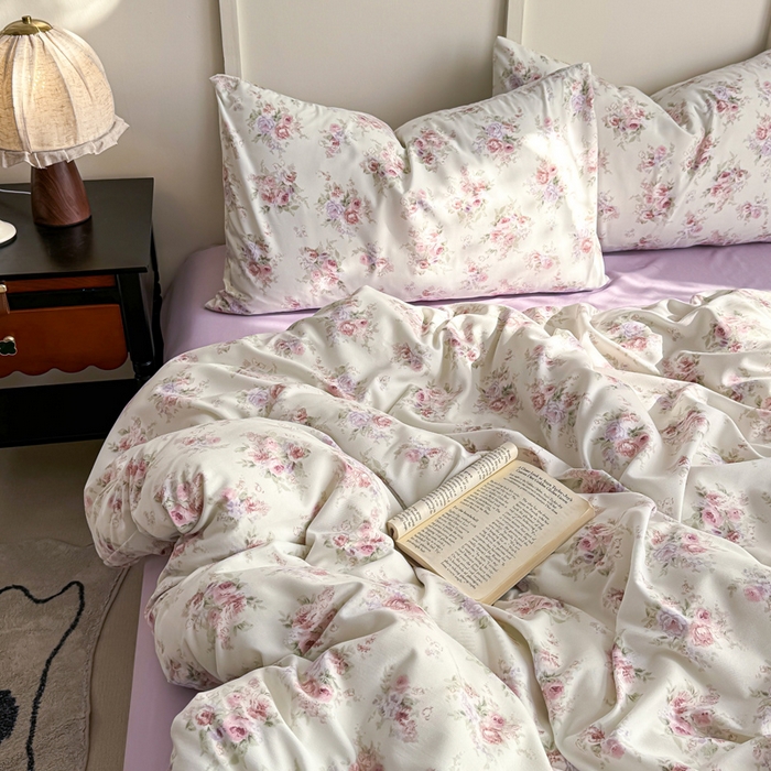 91家纺网 家纺一手货源 找家纺 梦莱斯 2025新款A类有氧针织棉双层纱系列四件套 思绪