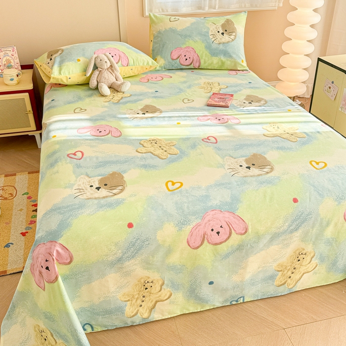 91家纺网 家纺一手货源 找家纺 呗旺鹿 2025新款全棉13372床单 油画慕斯猫