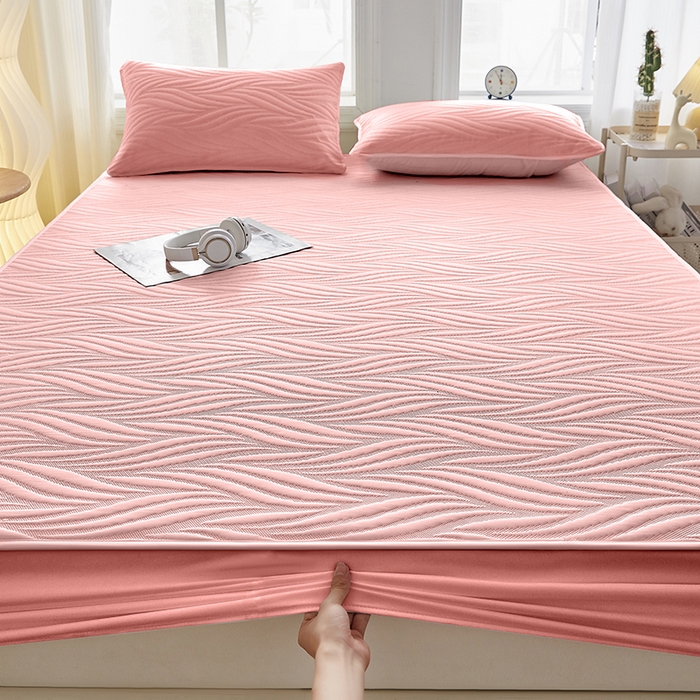 91家纺网 家纺一手货源 找家纺 盛眠 2025新款水洗棉夹棉床笠-云漾 云漾-豆沙