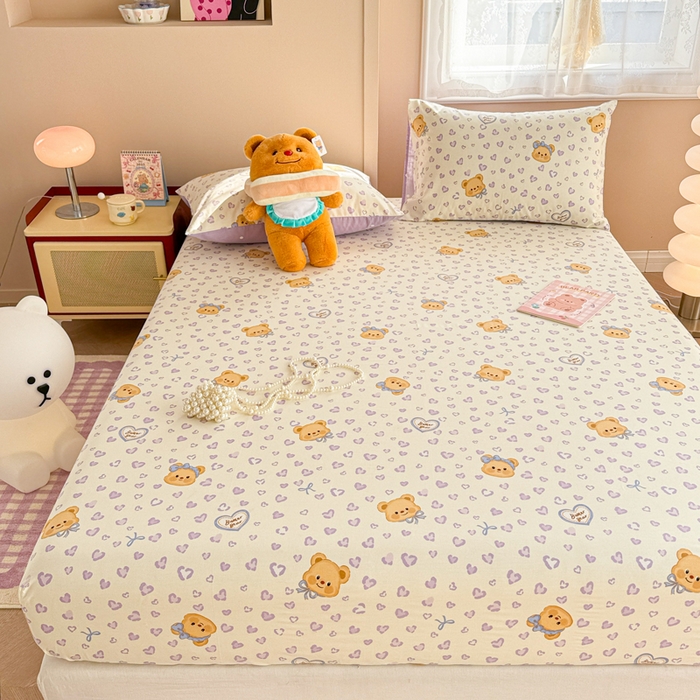 91家纺网 家纺一手货源 找家纺 呗旺鹿 2025新款全棉13372床笠 豹纹小熊