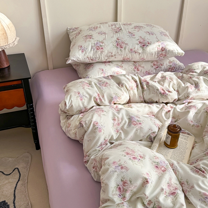 91家纺网 家纺一手货源 找家纺 梦莱斯 2025新款A类有氧针织棉双层纱系列四件套 思绪