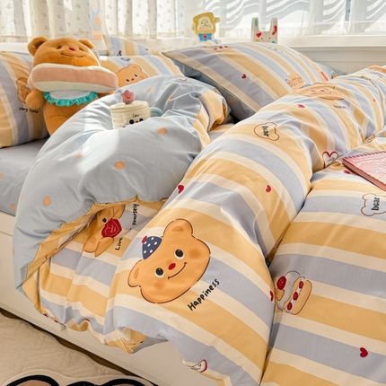 呗旺鹿 2025新款全棉13372黄油小熊系列四件套 黄油小熊-吐司