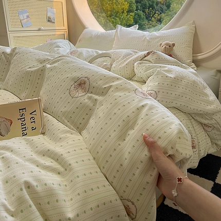 91家纺网 家纺一手货源 找家纺 （总）2025新款针织棉双层纱四件套