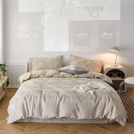 91家纺网 家纺一手货源 找家纺 简家居 2025新款四件套-星空物语 麻本