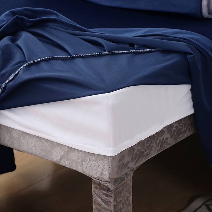 91家纺网 家纺一手货源 找家纺 琪宝阁 2025新款轻奢一族系列立丝绒美 容床罩套件 轻奢一族深蓝