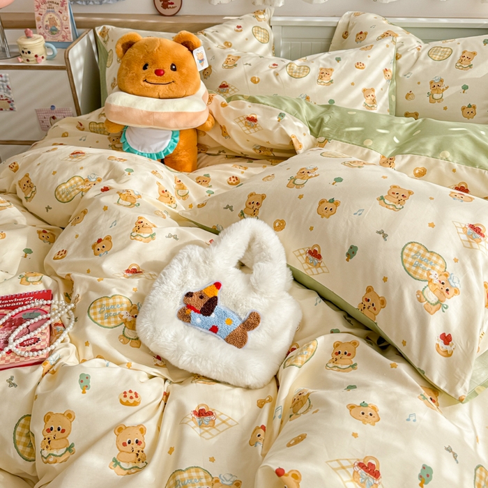 91家纺网 家纺一手货源 找家纺 呗旺鹿 2025新款全棉13372黄油小熊系列四件套 黄油小熊-围裙