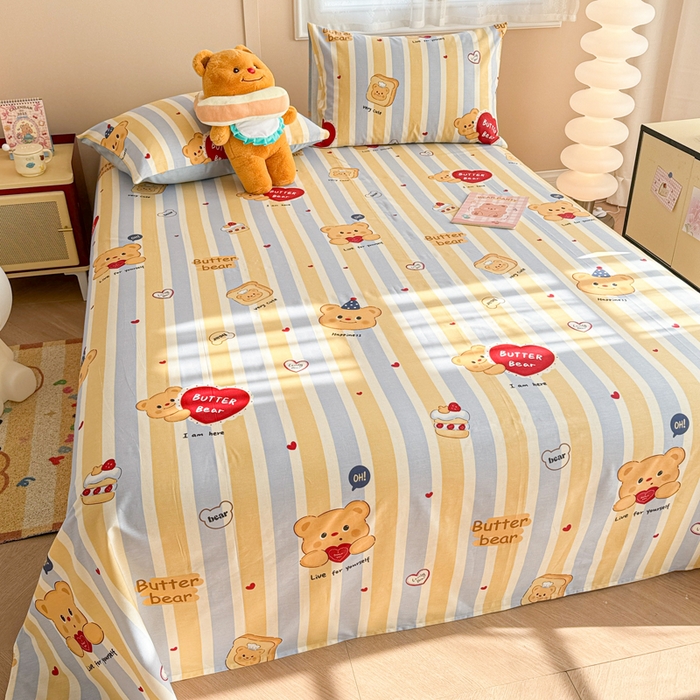 91家纺网 家纺一手货源 找家纺 呗旺鹿 2025新款全棉13372床单 吐司小熊