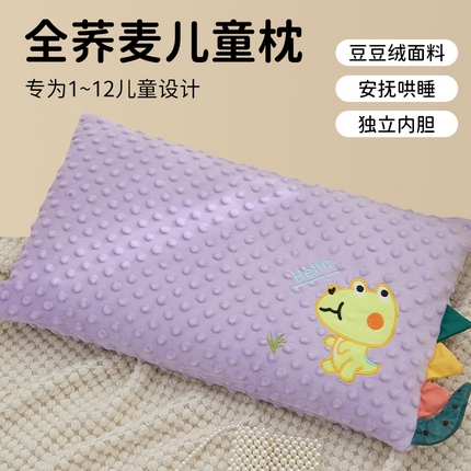 织布人 2025新款荞麦枕幼儿园豆豆绒安抚枕卡通小龙宝儿童学生荞麦枕30*50cm 豆豆绒小龙宝荞麦枕-紫色