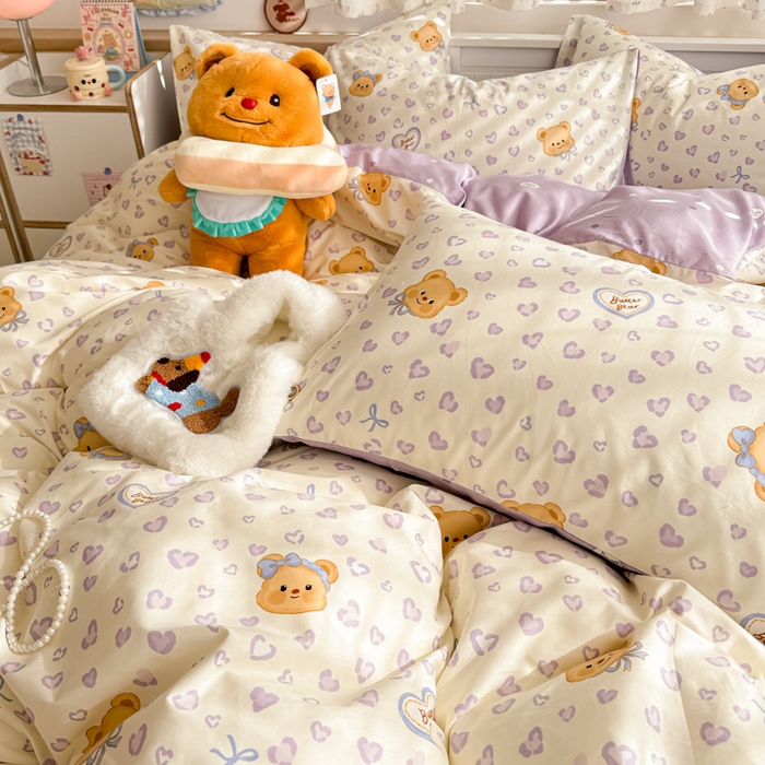 91家纺网 家纺一手货源 找家纺 呗旺鹿 2025新款全棉13372黄油小熊系列四件套 黄油小熊-豹纹