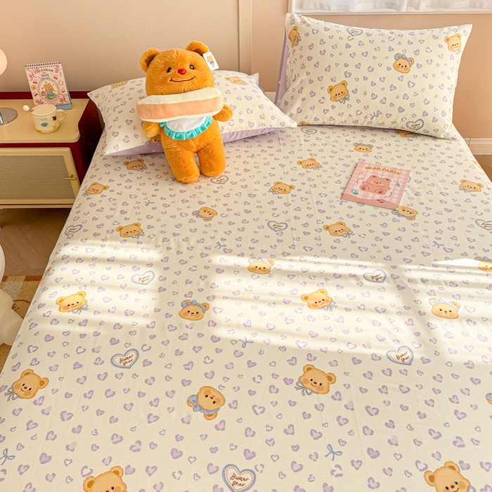 91家纺网 家纺一手货源 找家纺 呗旺鹿 2025新款全棉13372床单 豹纹小熊