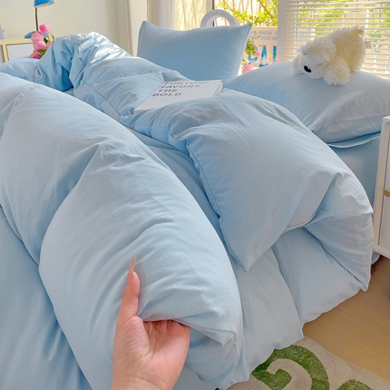 91家纺网 家纺一手货源 找家纺 （总）艾特你 2025新款水洗棉双拼四件套宿舍三件套床单被套枕套学生