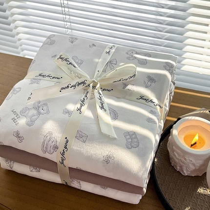 91家纺网 家纺一手货源 找家纺 （总）优选良品  2025针织棉双层纱四件套小碎花被套床单床笠款学生三件套新款直播爆款（第一批）【提供买家秀】