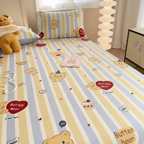 91家纺网 家纺一手货源 找家纺 呗旺鹿 2025新款全棉13372床笠 吐司小熊