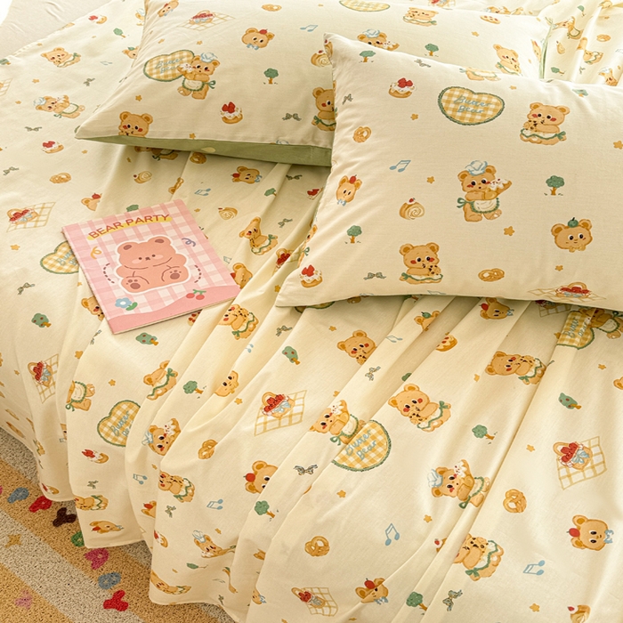 91家纺网 家纺一手货源 找家纺 呗旺鹿 2025新款全棉13372床单 围裙小熊