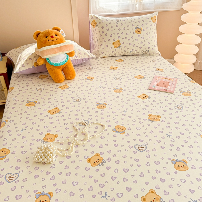 91家纺网 家纺一手货源 找家纺 呗旺鹿 2025新款全棉13372床笠 豹纹小熊