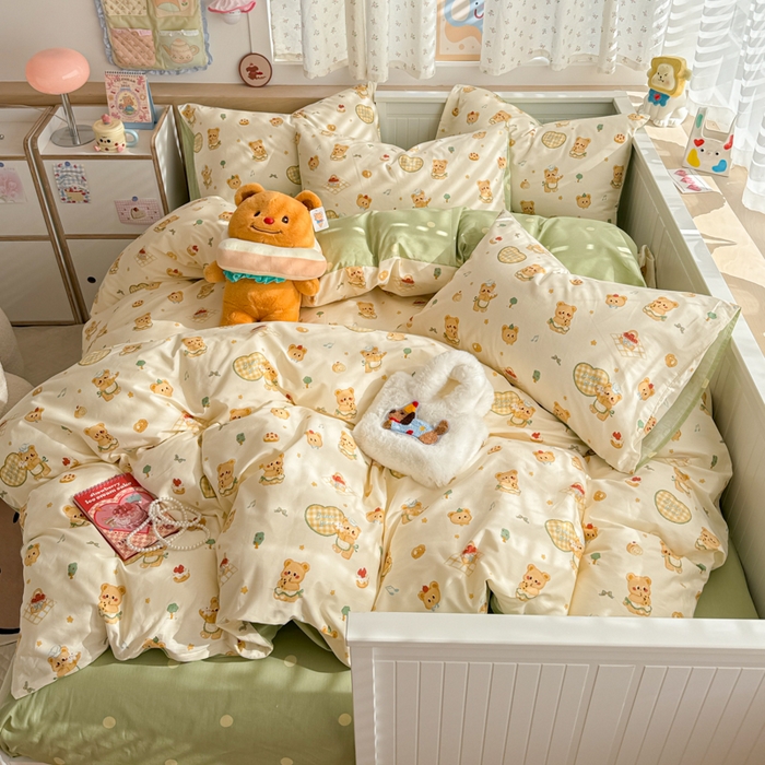 91家纺网 家纺一手货源 找家纺 呗旺鹿 2025新款全棉13372黄油小熊系列四件套 黄油小熊-围裙