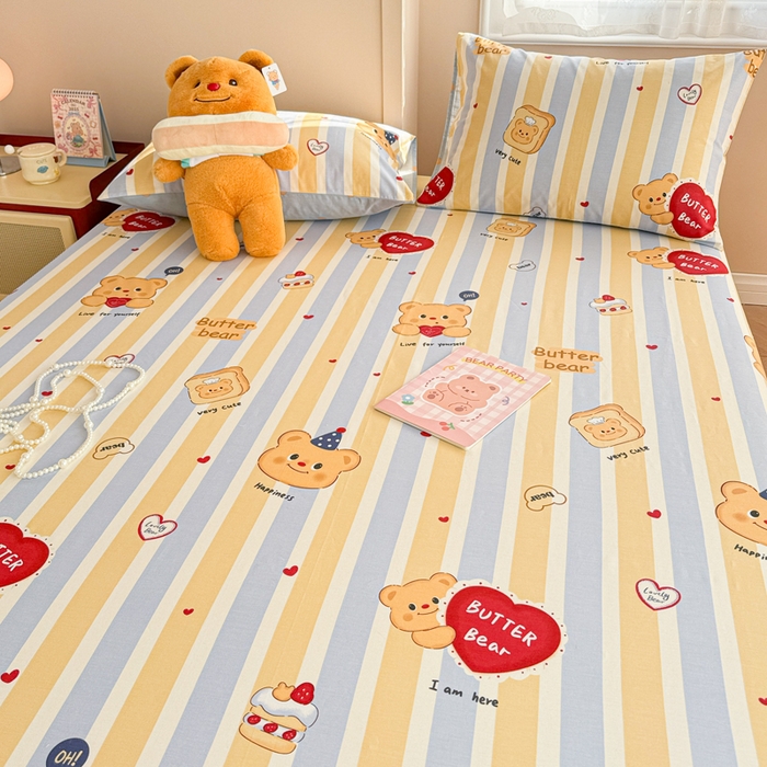 91家纺网 家纺一手货源 找家纺 呗旺鹿 2025新款全棉13372床笠 吐司小熊