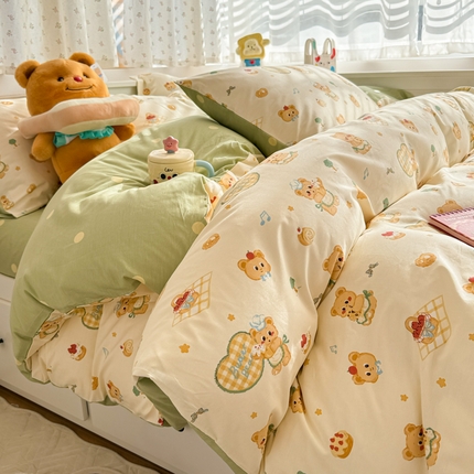 呗旺鹿 2025新款全棉13372黄油小熊系列四件套 黄油小熊-围裙