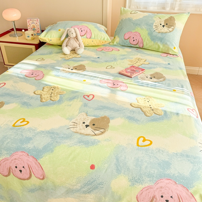 91家纺网 家纺一手货源 找家纺 呗旺鹿 2025新款全棉13372床单 油画慕斯猫