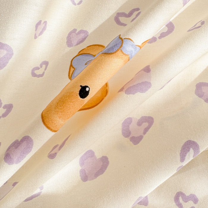 91家纺网 家纺一手货源 找家纺 呗旺鹿 2025新款全棉13372黄油小熊系列四件套 黄油小熊-豹纹