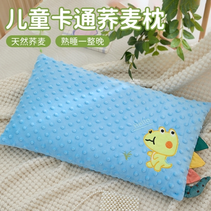 91家纺网 家纺一手货源 找家纺 织布人 2025新款荞麦枕幼儿园豆豆绒安抚枕卡通小龙宝儿童学生荞麦枕30*50cm 豆豆绒小龙宝荞麦枕-蓝色