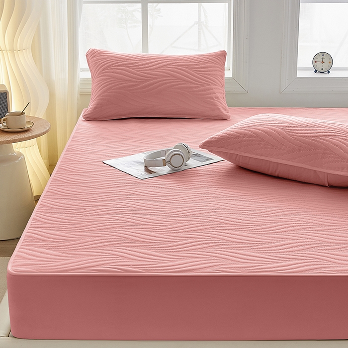 91家纺网 家纺一手货源 找家纺 盛眠 2025新款水洗棉夹棉床笠-云漾 云漾-豆沙