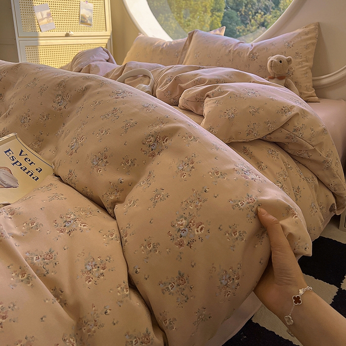 91家纺网 家纺一手货源 找家纺 2025新款针织棉双层纱四件套 不晚