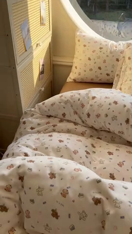 91家纺网 家纺一手货源 找家纺 2025新款针织棉双层纱四件套 多米