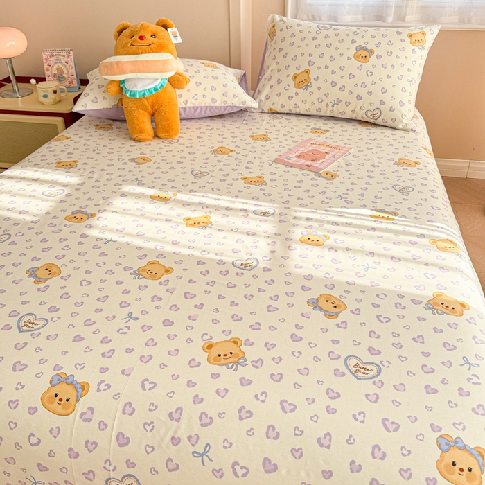 91家纺网 家纺一手货源 找家纺 呗旺鹿 2025新款全棉13372床单 豹纹小熊