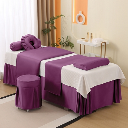 91家纺网 家纺一手货源 找家纺 （总）琪宝阁 2025新款纯色年华系列高精密仿真丝美 容床罩套件