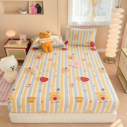 呗旺鹿 2025新款全棉13372床笠 吐司小熊