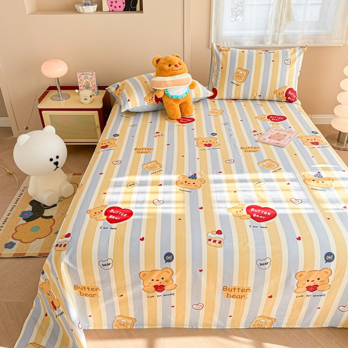 91家纺网 家纺一手货源 找家纺 呗旺鹿 2025新款全棉13372床单 吐司小熊