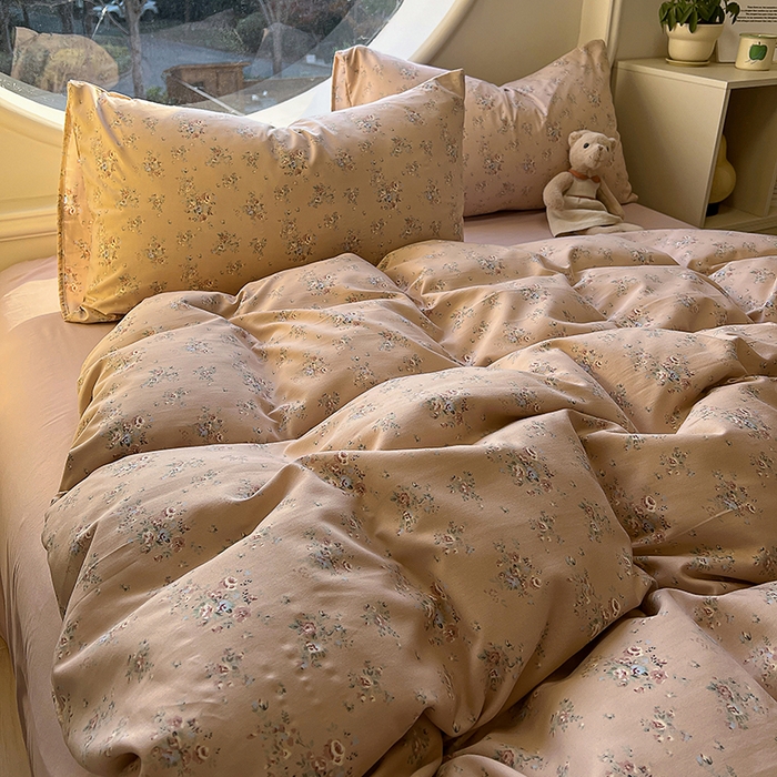 91家纺网 家纺一手货源 找家纺 2025新款针织棉双层纱四件套 不晚