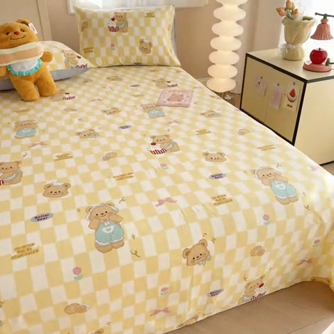 91家纺网 家纺一手货源 找家纺 呗旺鹿 2025新款全棉13372床单 曲奇小熊