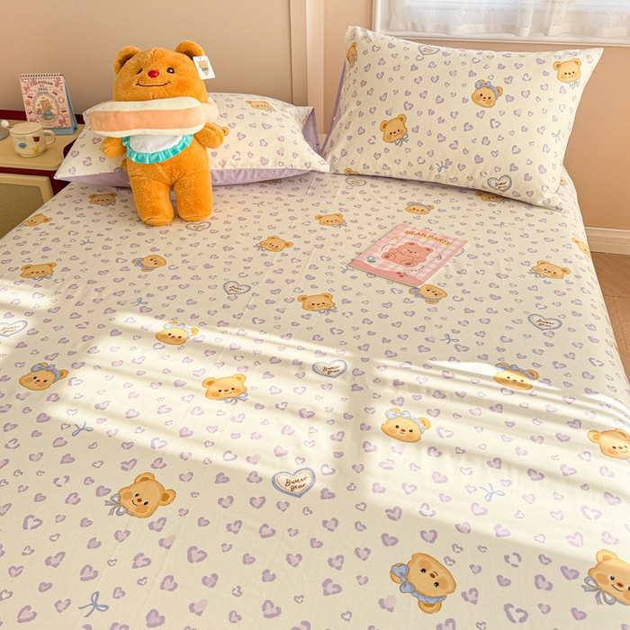 91家纺网 家纺一手货源 找家纺 呗旺鹿 2025新款全棉13372床单 豹纹小熊