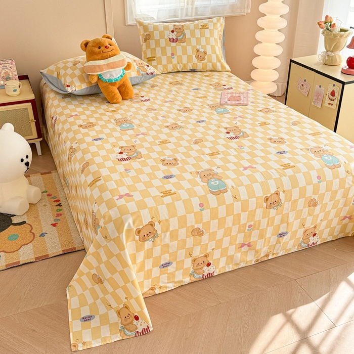 91家纺网 家纺一手货源 找家纺 呗旺鹿 2025新款全棉13372床单 曲奇小熊