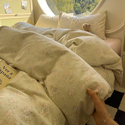 2025新款针织棉双层纱四件套 堇色