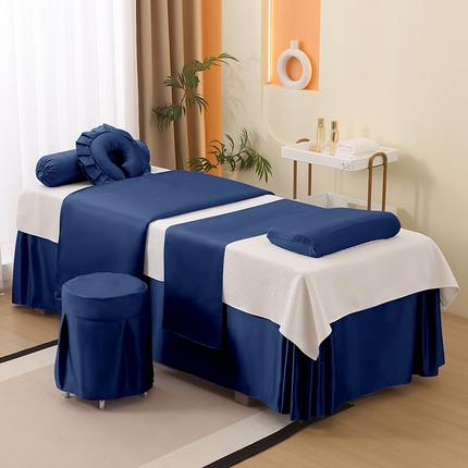 91家纺网 家纺一手货源 找家纺 （总）琪宝阁 2025新款纯色年华系列高精密仿真丝美 容床罩套件