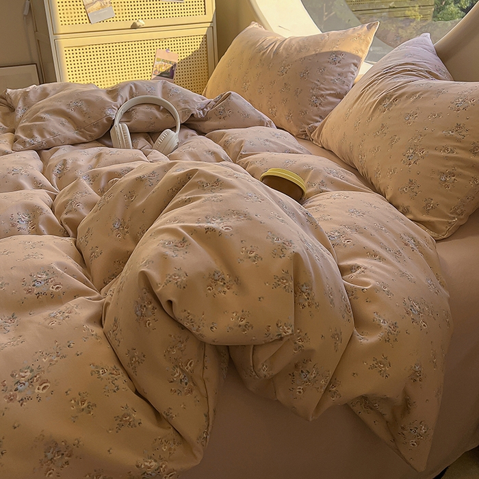 91家纺网 家纺一手货源 找家纺 2025新款针织棉双层纱四件套 不晚