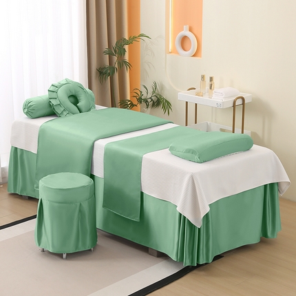 91家纺网 家纺一手货源 找家纺 （总）琪宝阁 2025新款纯色年华系列高精密仿真丝美 容床罩套件